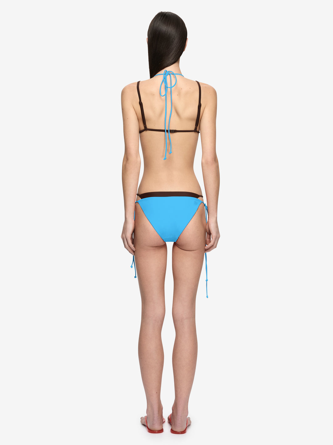 ATLANTIS LAYERED BIKINI TOP - DARK CHOC/AZURE BLUE
