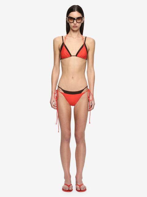 ATLANTIS LAYERED BIKINI BOTTOM - FLAME/DARK CHOC