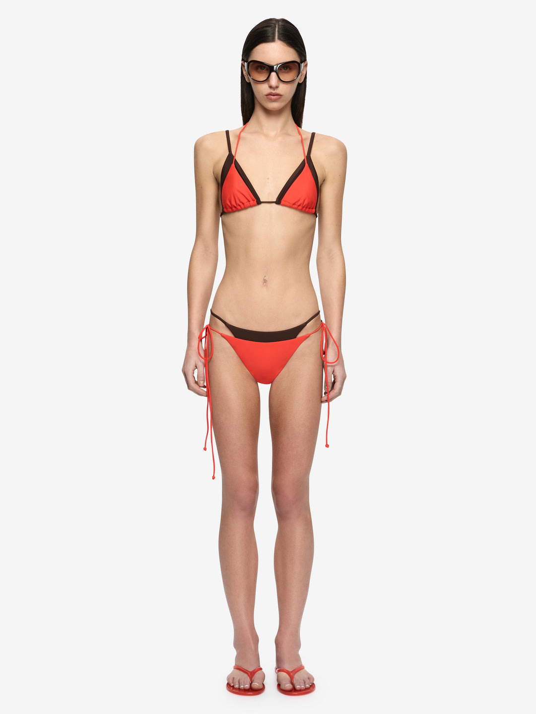 ATLANTIS LAYERED BIKINI TOP - FLAME/DARK CHOC
