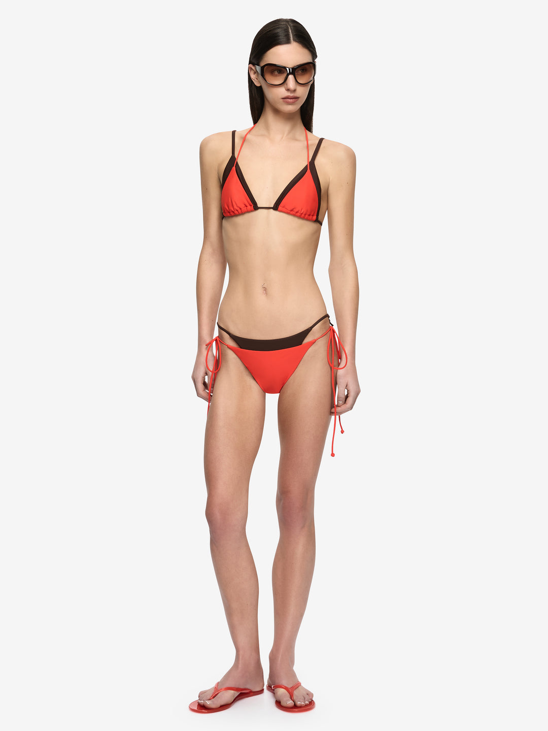 ATLANTIS LAYERED BIKINI BOTTOM - FLAME/DARK CHOC
