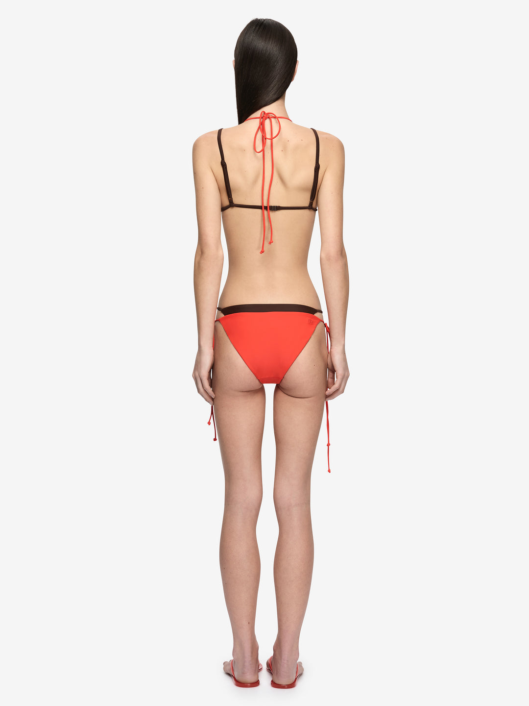 ATLANTIS LAYERED BIKINI BOTTOM - FLAME/DARK CHOC