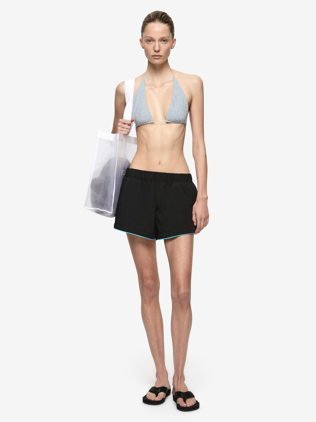 LONG BOARD SHORT - BLACK/BRIGHT BLUE