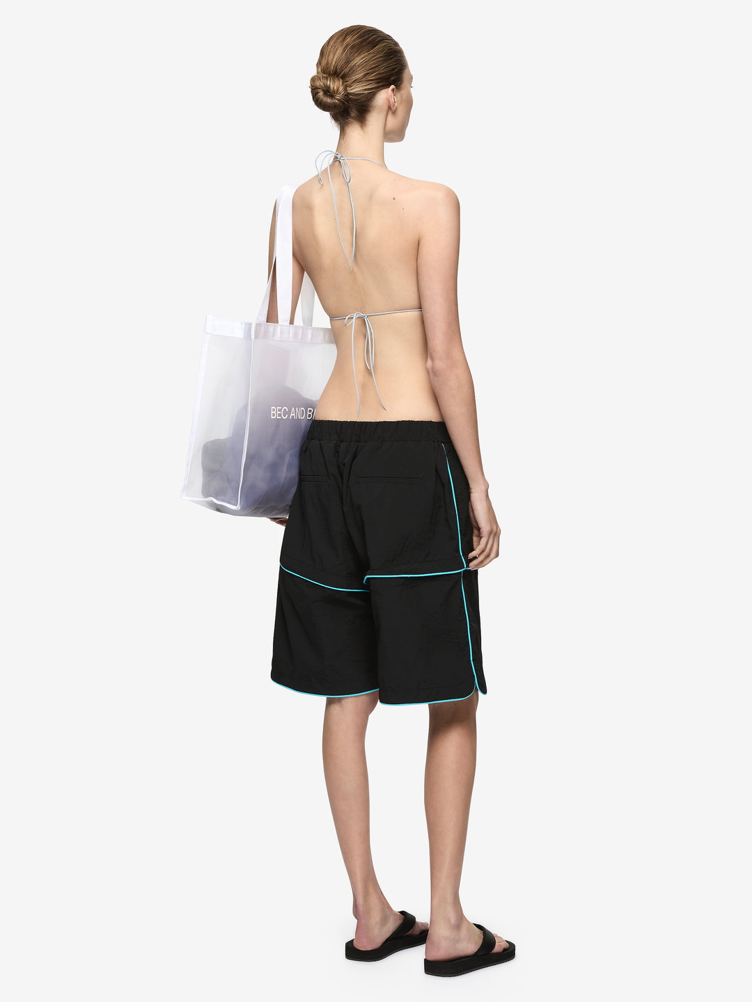 LONG BOARD SHORT - BLACK/BRIGHT BLUE