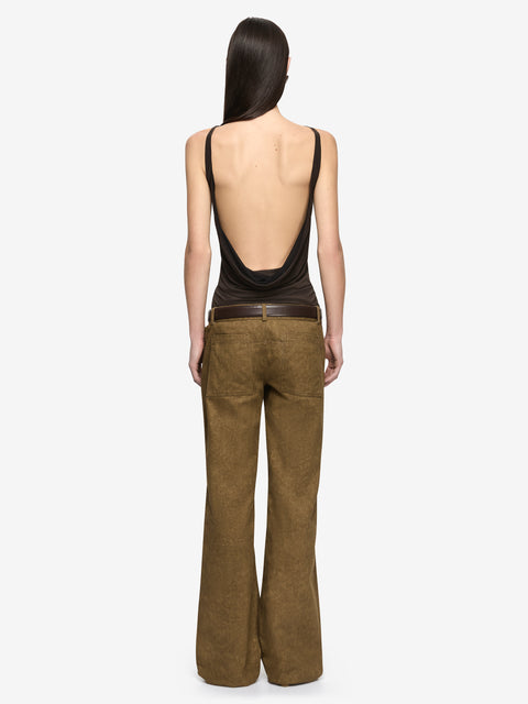 ALYNA BACKLESS TOP - BITTER CHOC/BLACK