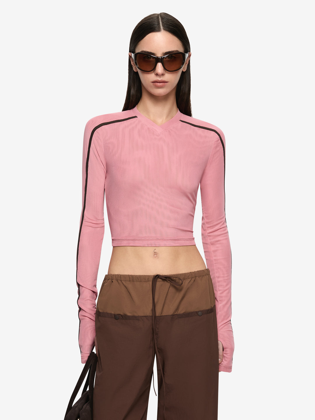 ALYNA LONG SLEEVE TOP - BLUSH/BITTER CHOC