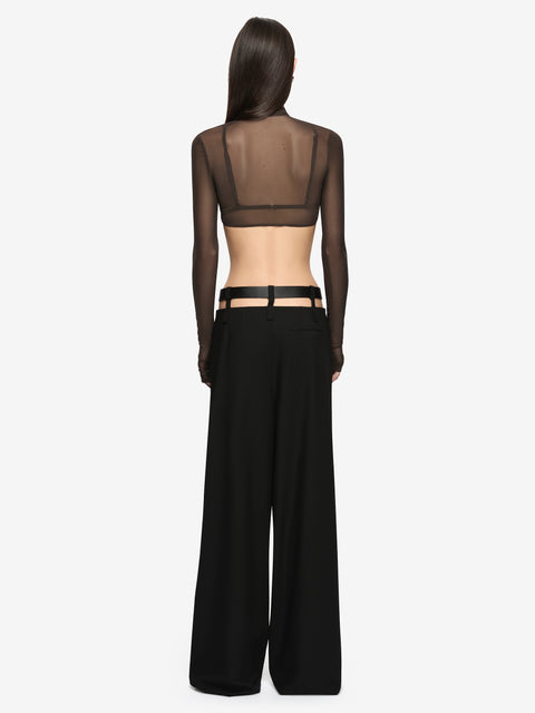 ALYNA LAYERED CROP TOP - BITTER CHOC/BLACK