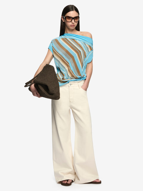 ELARIS DRAPE TOP - SANDALWOOD STRIPE