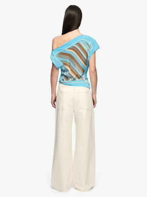 ELARIS DRAPE TOP - SANDALWOOD STRIPE
