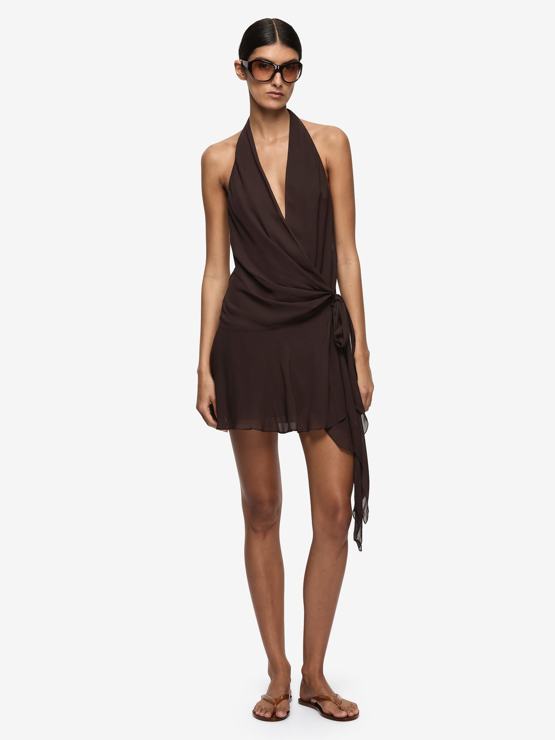 CELYSE MINI DRESS - DARK CHOCOLATE