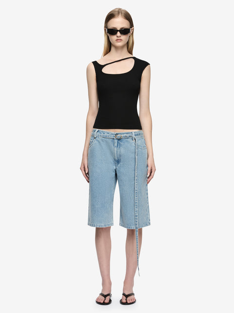 AZURI CUT OUT TOP - BLACK