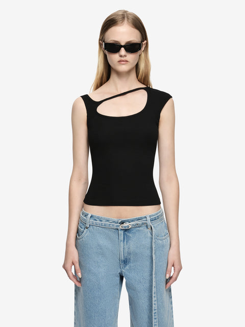 AZURI CUT OUT TOP - BLACK