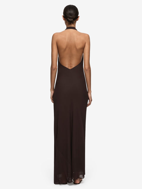 SONEVA WRAP DRESS - DARK CHOCOLATE
