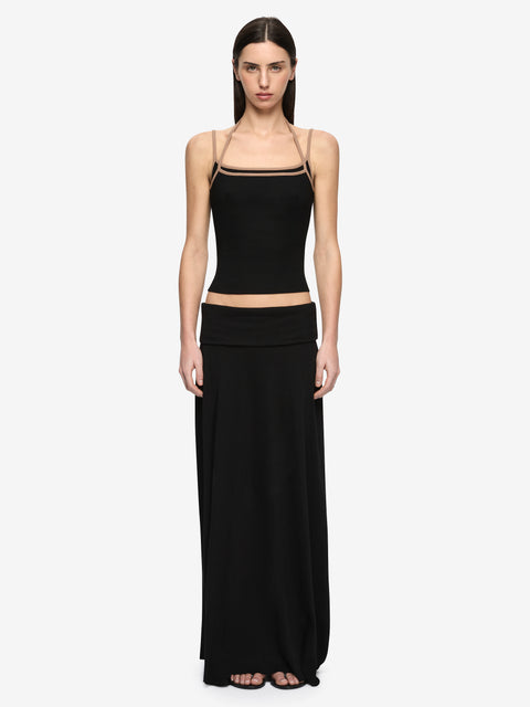 AZURI LAYERED TOP - BLACK/FAWN