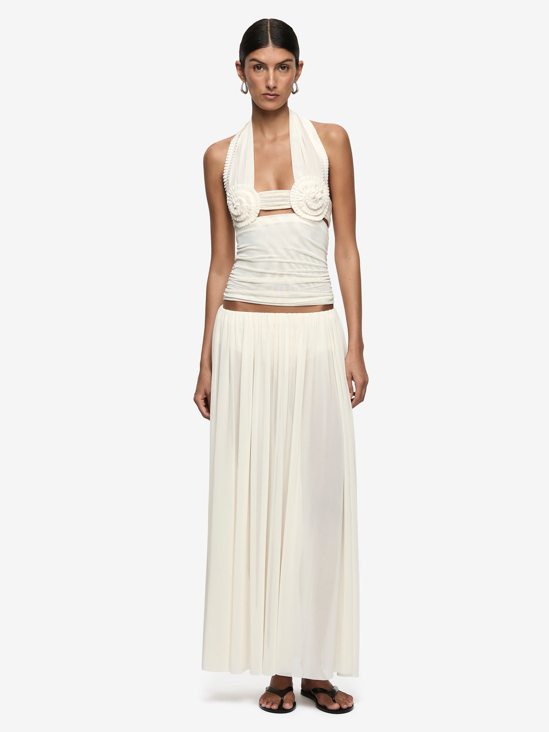 DANTE SPIRAL HALTER TOP - BUTTERCREAM