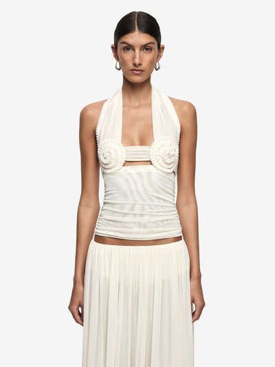 DANTE SPIRAL HALTER TOP - BUTTERCREAM