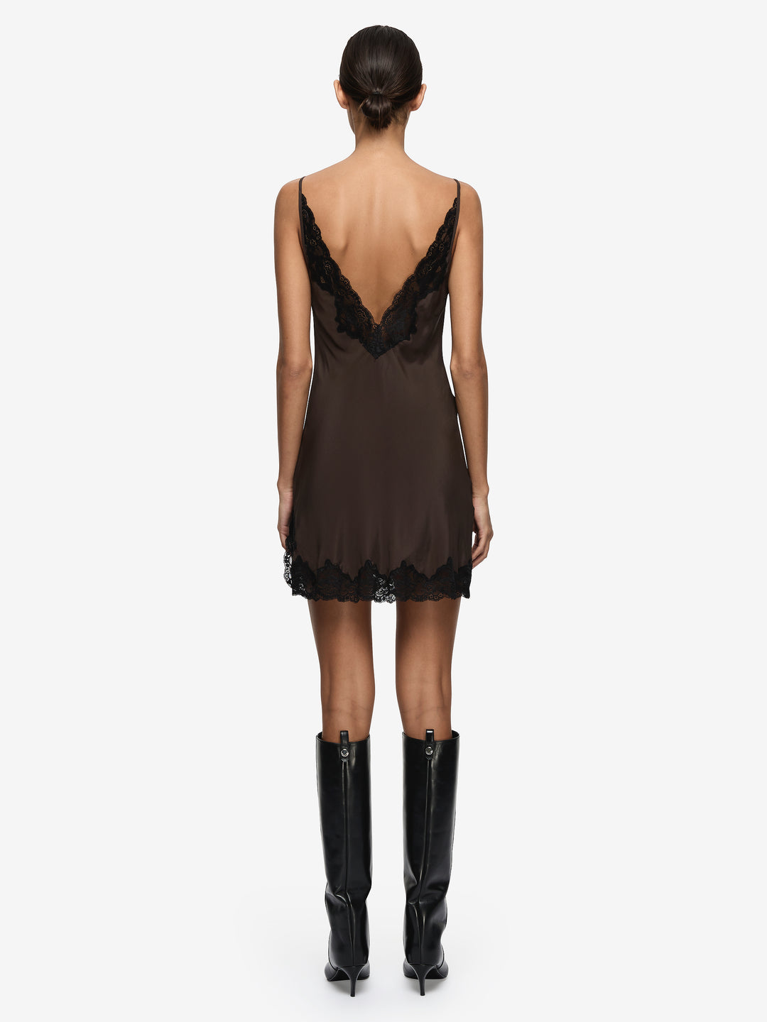 MAISON MINI DRESS - DARK CHOCOLATE/BLACK
