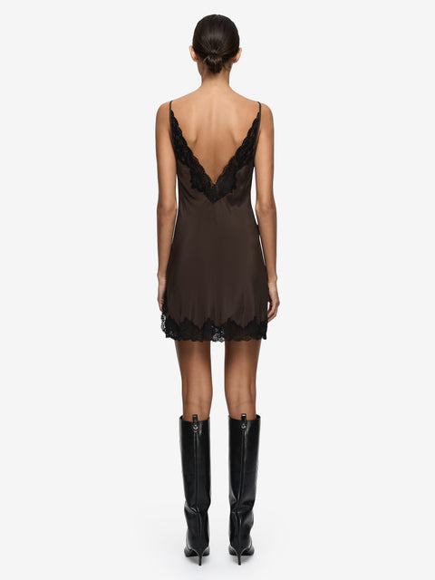 MAISON MINI DRESS - DARK CHOCOLATE/BLACK