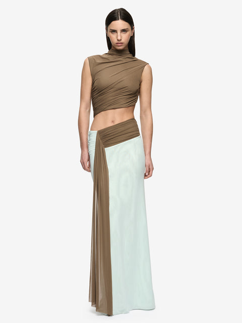 CONNI MAXI DRESS - TAUPE/SPEARMINT