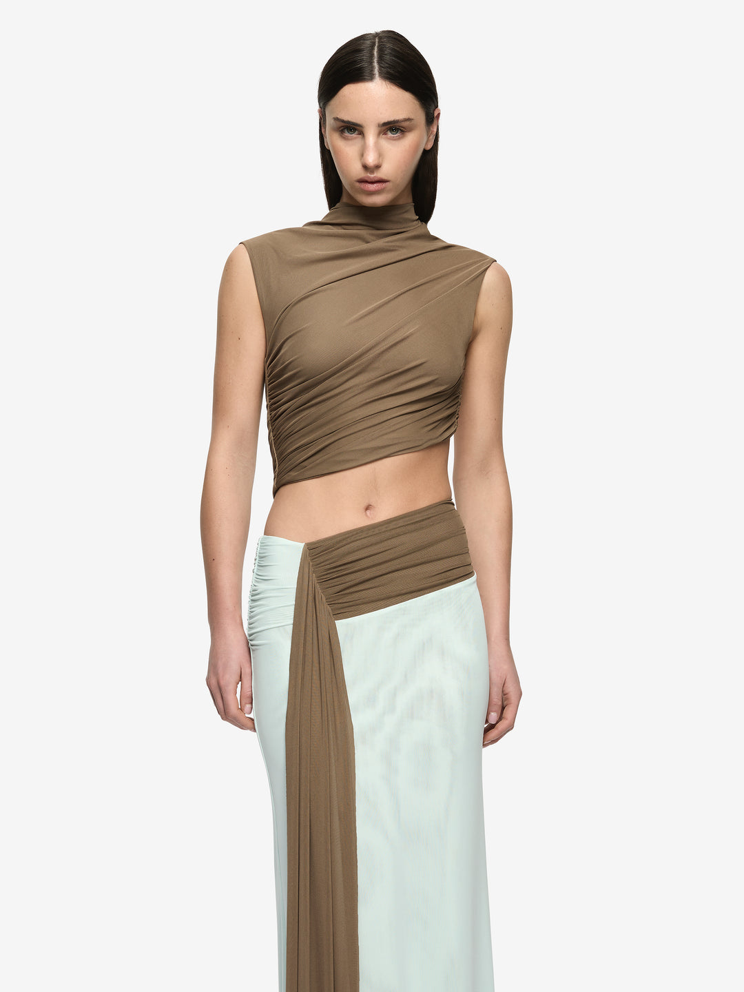 CONNI MAXI DRESS - TAUPE/SPEARMINT