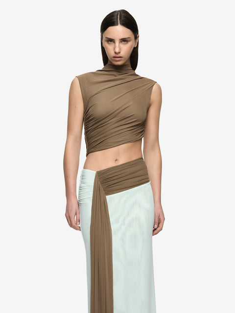 CONNI MAXI DRESS - TAUPE/SPEARMINT