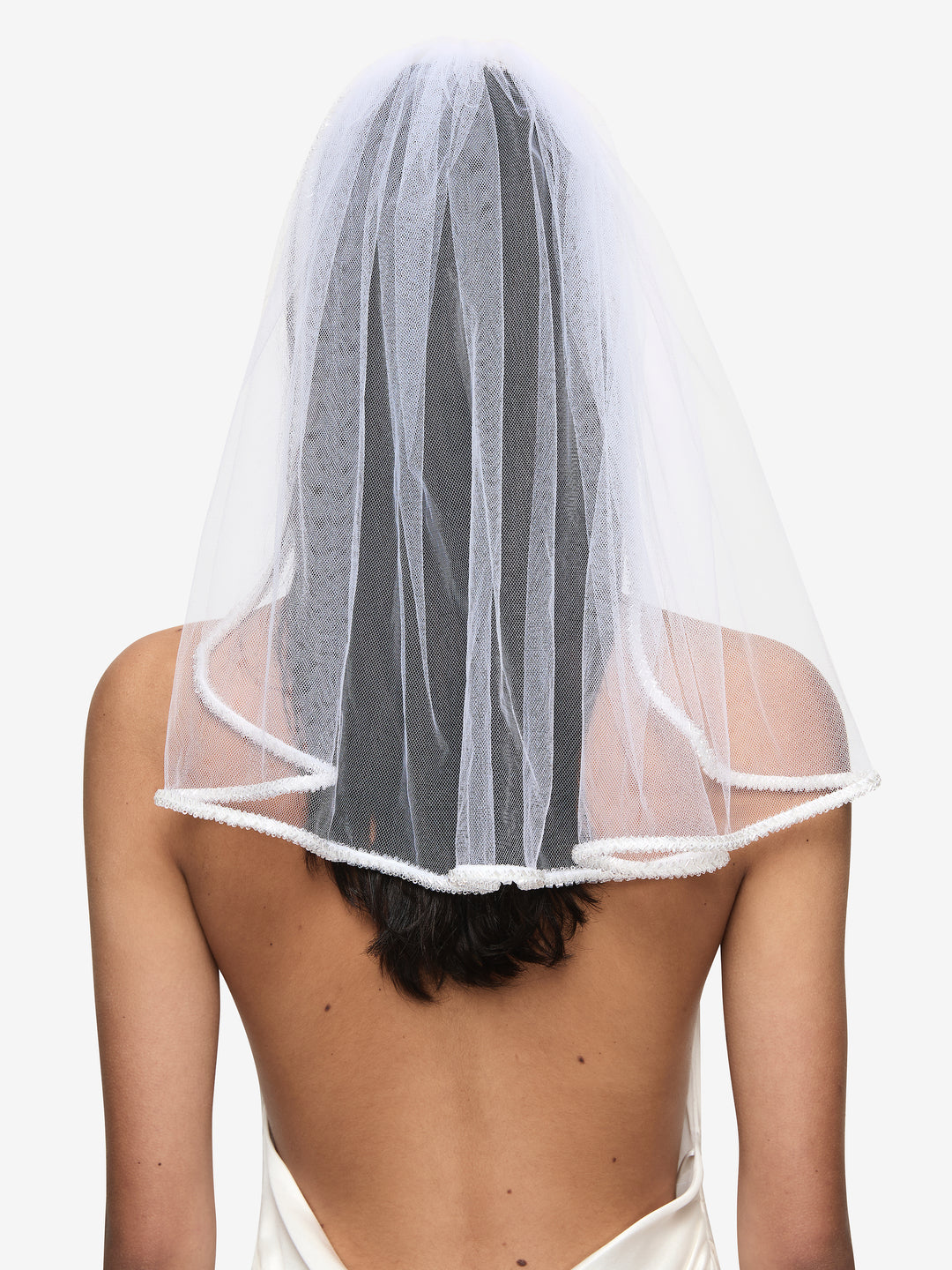 ALIVIA BEADED VEIL - WHITE