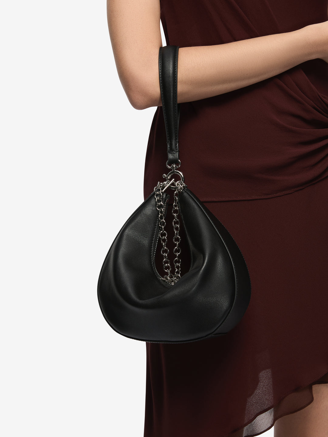 MYRA PETIT SAC BAG - BLACK LEATHER/SILVER