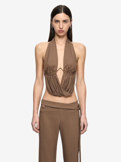 MIKA DRAPE TOP - TAUPE