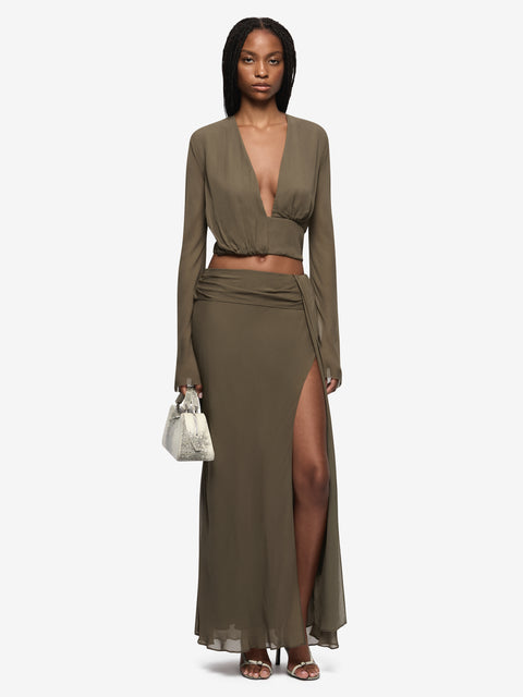 BRIYA LONG SLEEVE TOP - TWIG