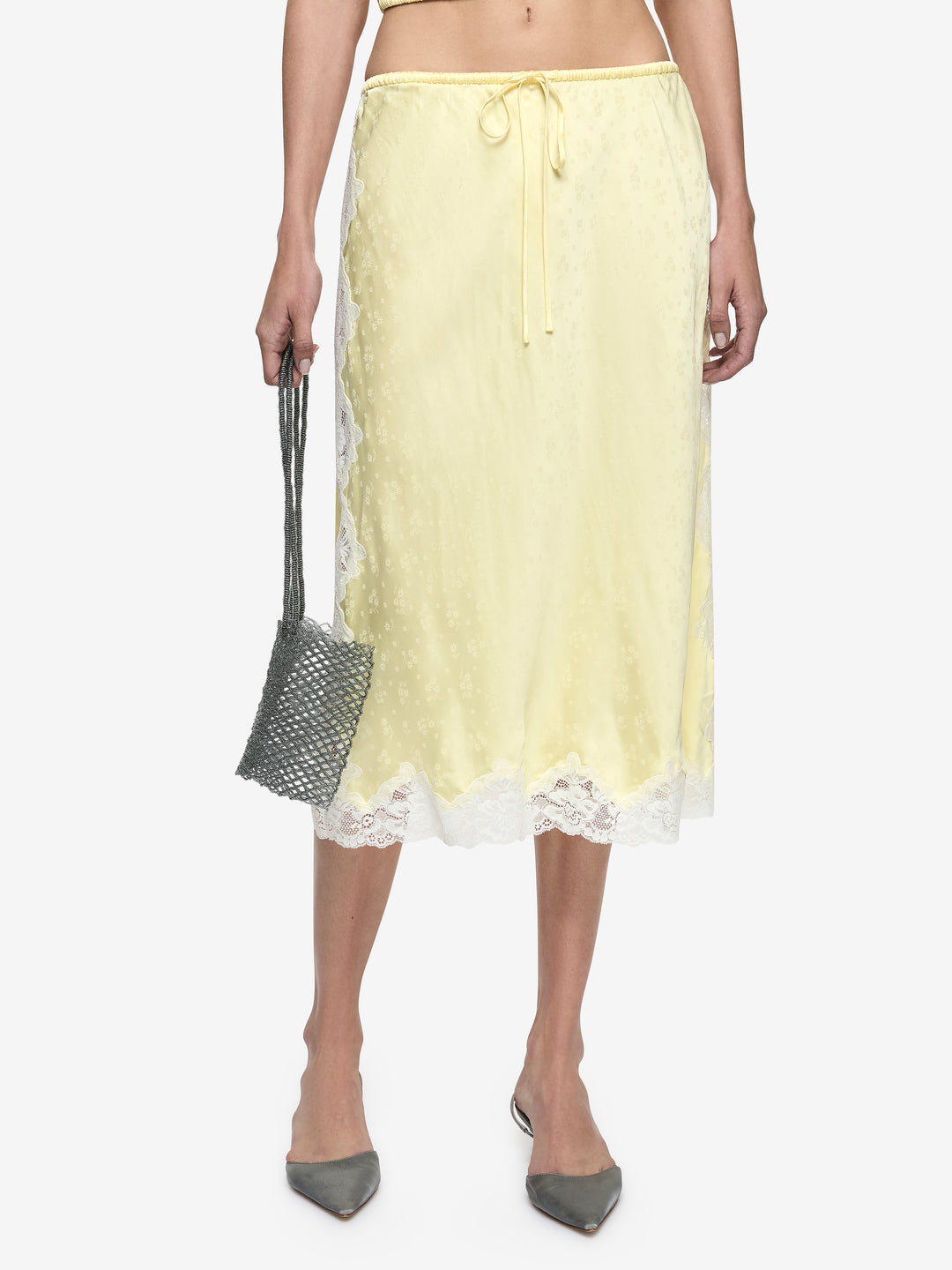 ZANA MIDI SKIRT - LEMON CREAM/IVORY