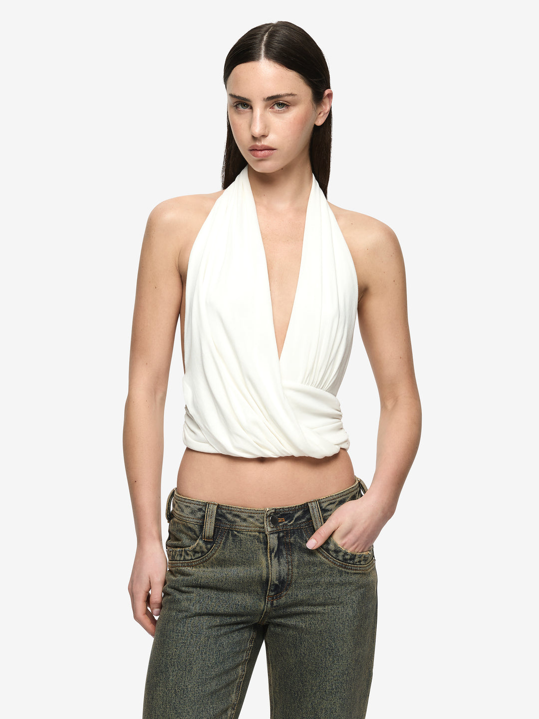 XENNA HALTER TOP  - IVORY