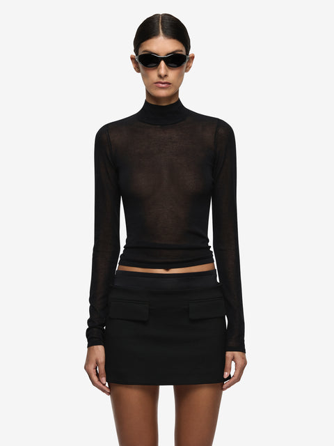 MIRREN CONTRAST MINI SKIRT - BLACK