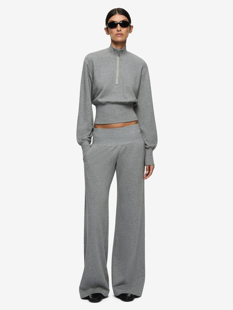 STEPH HALF ZIPPER JUMPER - GREY MARLE