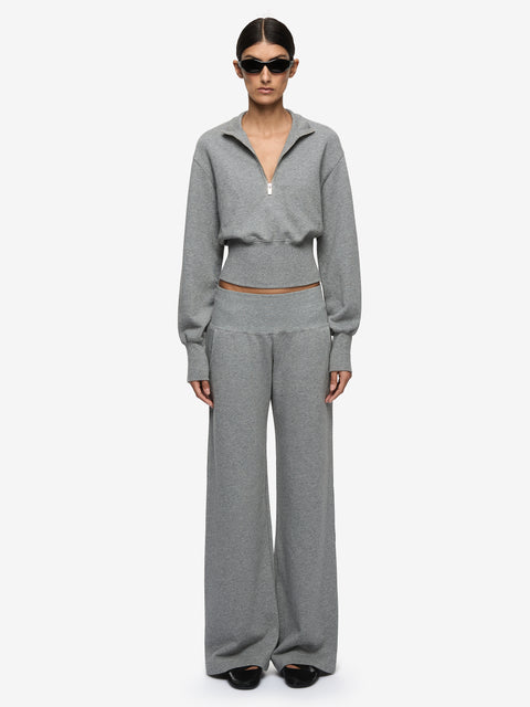 STEPH HALF ZIPPER JUMPER - GREY MARLE