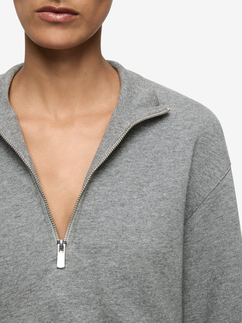 STEPH HALF ZIPPER JUMPER - GREY MARLE