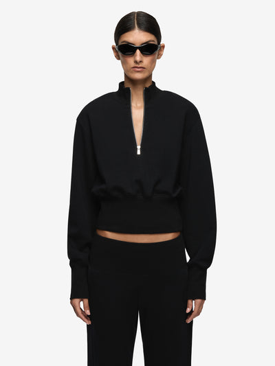 STEPH HALF ZIPPER JUMPER - BLACK