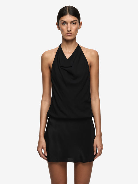 ELOISE HALTER MINI DRESS - BLACK