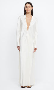 EMERY LONG SLEEVE TIE MAXI DRESS - IVORY