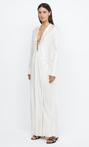 EMERY LONG SLEEVE TIE MAXI DRESS - IVORY