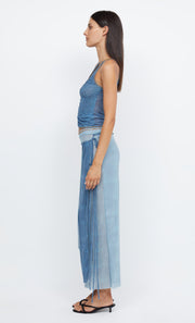 NOLA ASYMMETRIC TOP - SPLICED DENIM