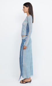HAYDEN LONG SLEEVE TOP - SPLICED DENIM
