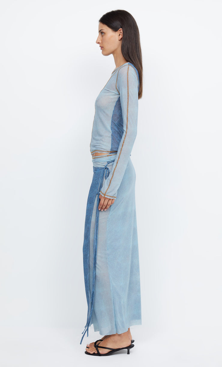 HAYDEN LONG SLEEVE TOP - SPLICED DENIM