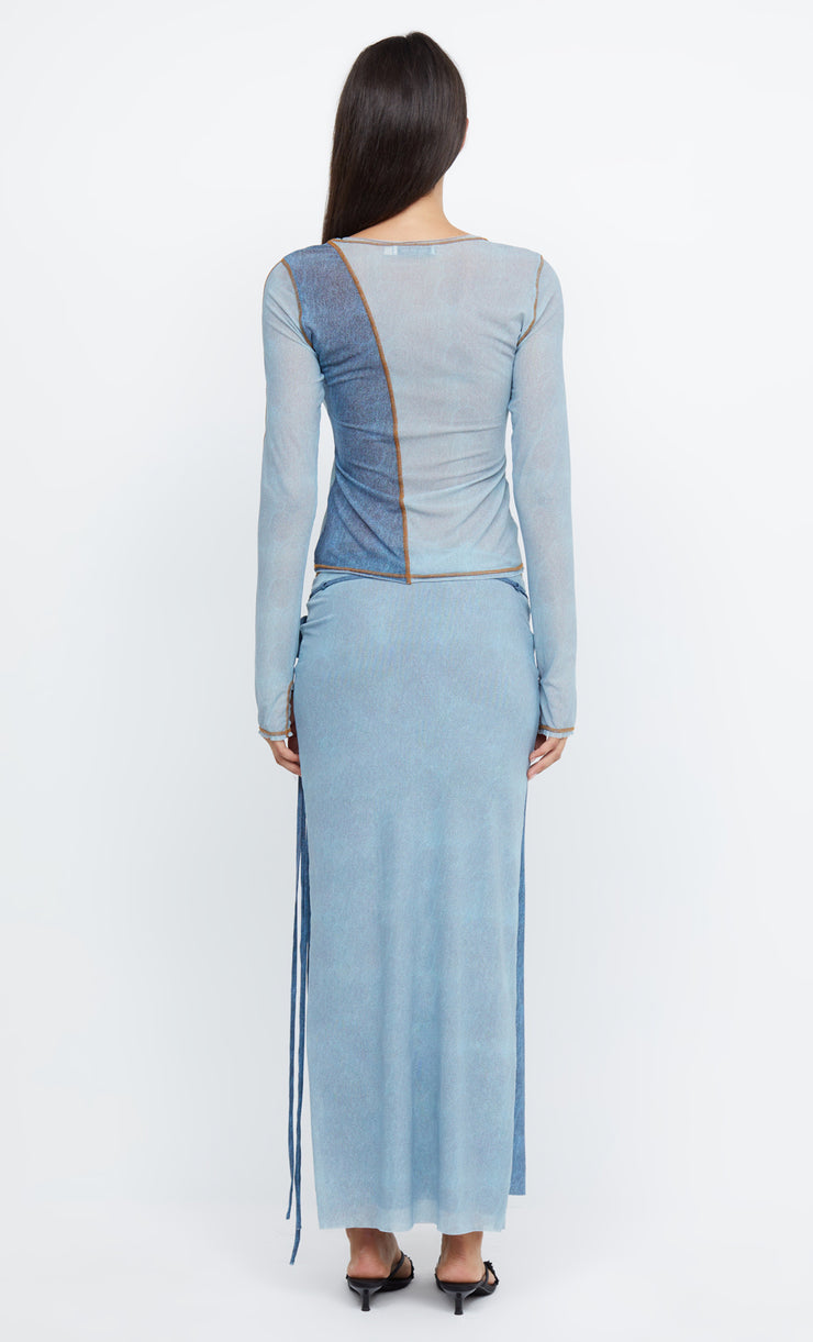 HAYDEN LONG SLEEVE TOP - SPLICED DENIM