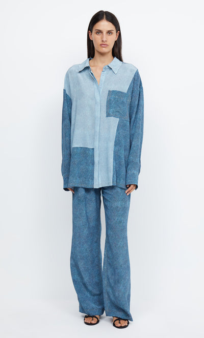 DUSTIN OVERSIZED SHIRT - SPLICED DENIM