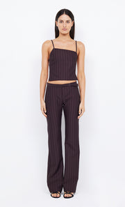 JADE STRAIGHT LEG PANT - PLUM PINSTRIPE