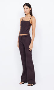 JADE STRAIGHT LEG PANT - PLUM PINSTRIPE