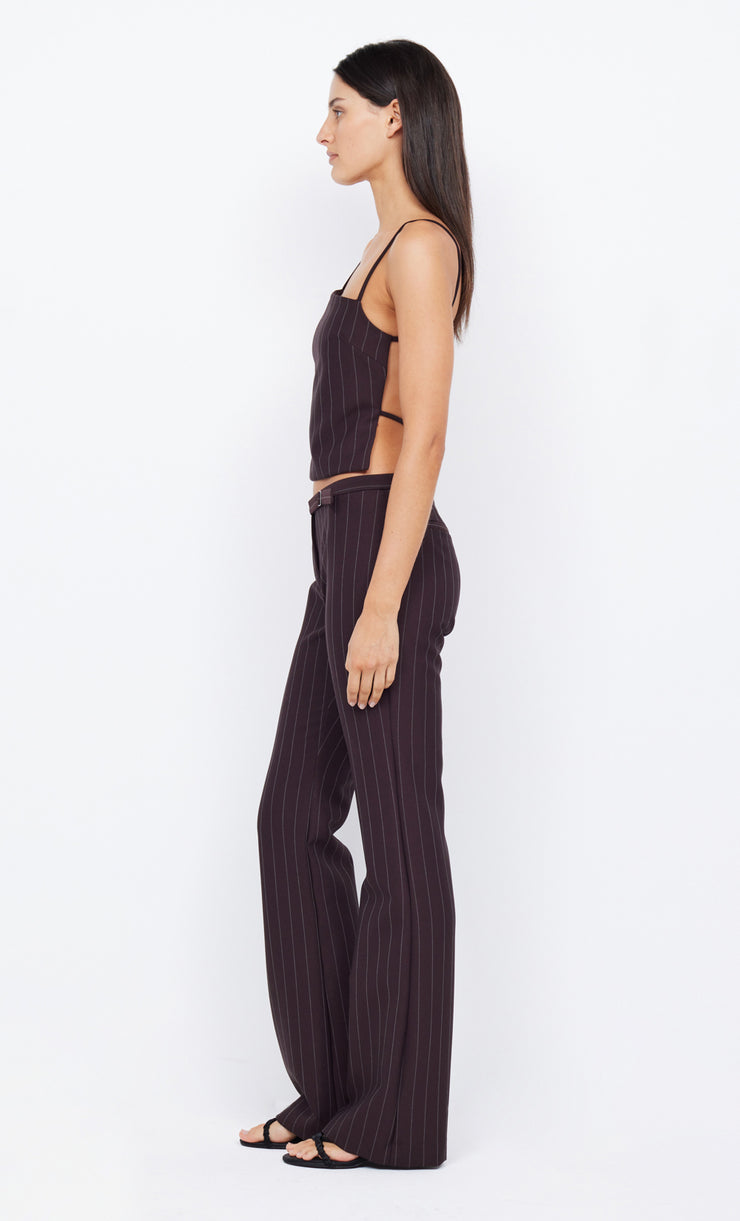 JADE STRAIGHT LEG PANT - PLUM PINSTRIPE