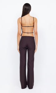 JADE STRAIGHT LEG PANT - PLUM PINSTRIPE