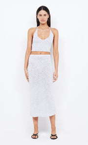 SADIE SEQUIN KNIT MAXI SKIRT - CRYSTAL