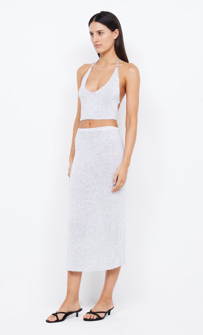 SADIE SEQUIN KNIT MAXI SKIRT - CRYSTAL