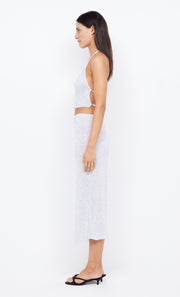 SADIE SEQUIN KNIT MAXI SKIRT - CRYSTAL